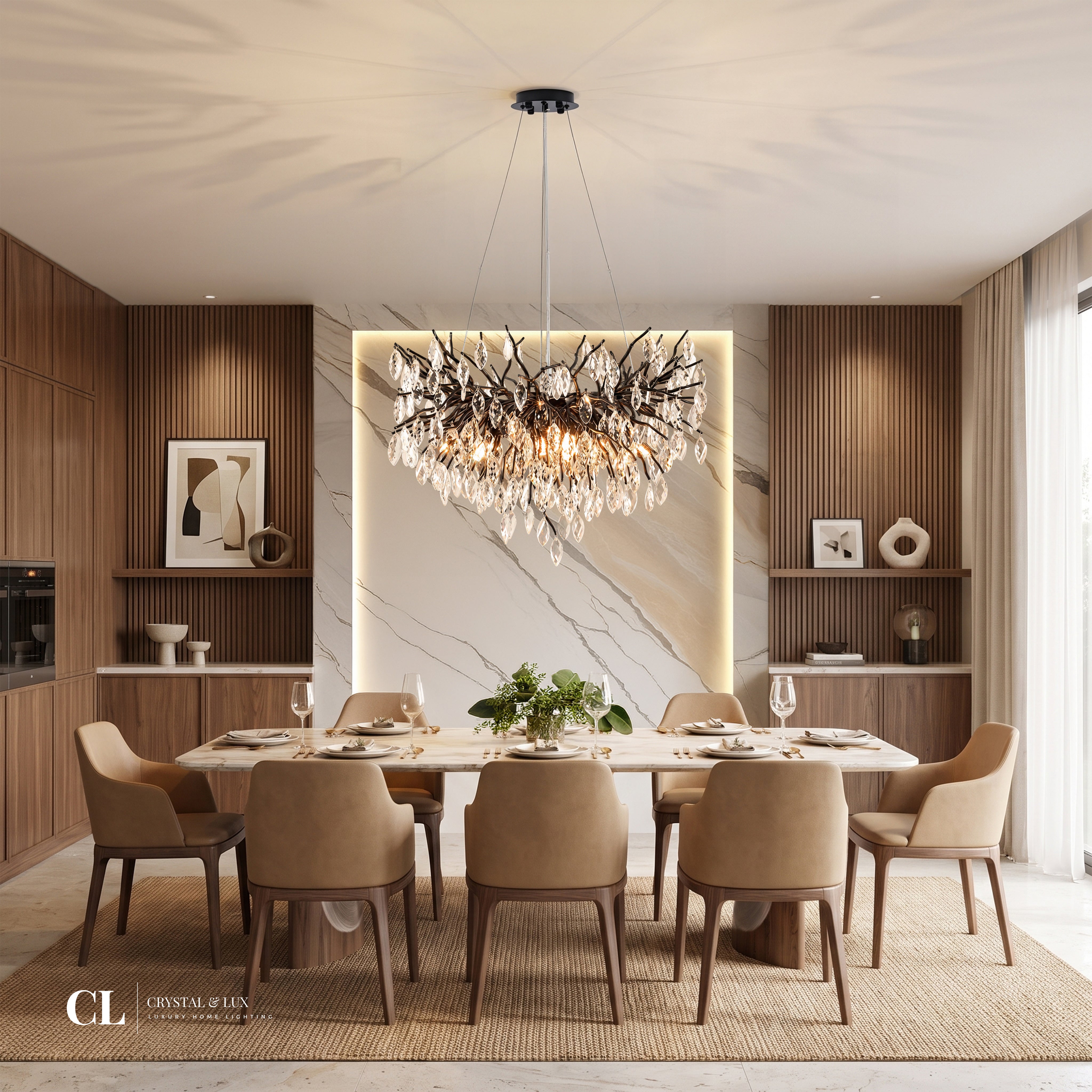 The Crowned Branch Chandelier (w/ Crystal Leaves)