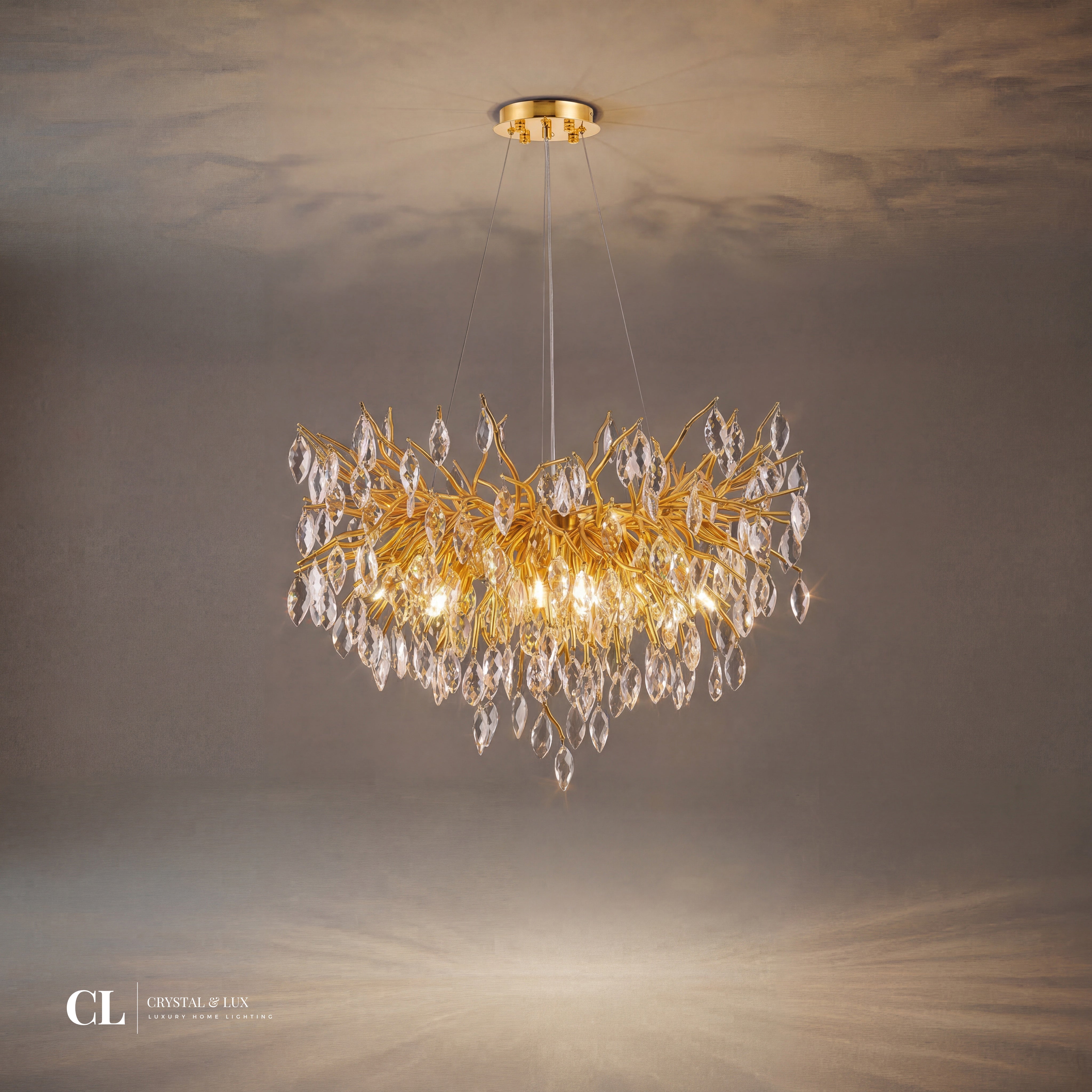 The Crowned Branch Chandelier (w/ Crystal Leaves)