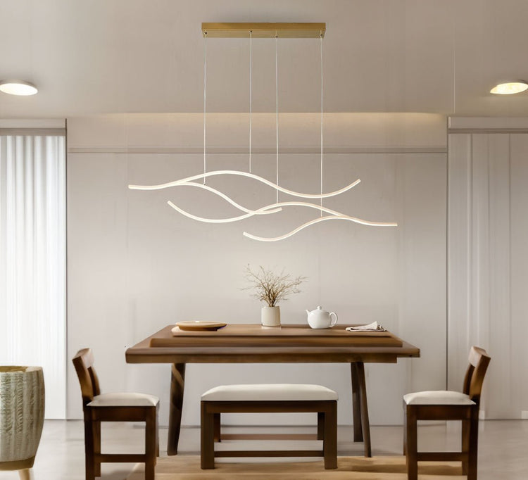 Modern Hanging LED Wave Chandelier Pendant Light - Pendant - Crystal & Lux