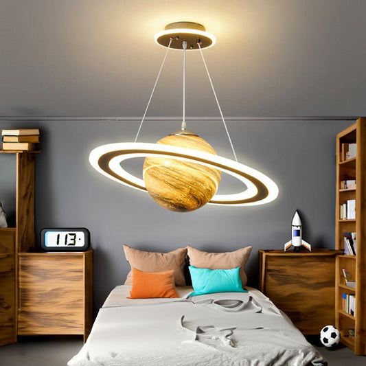 Planet Saturn Kid's Ceiling Light Fixture - Kid's Ceiling Light - Crystal & Lux