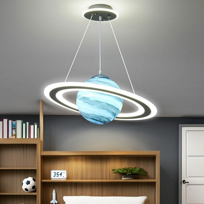 Planet Saturn Kid's Ceiling Light Fixture - Kid's Ceiling Light - Crystal & Lux
