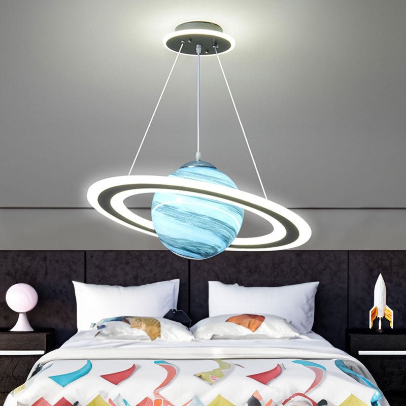 Planet Saturn Kid's Ceiling Light Fixture - Kid's Ceiling Light - Crystal & Lux