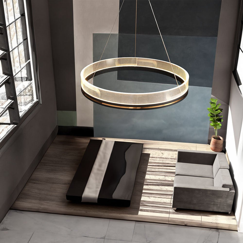 Round Modern Acrylic LED Chandelier - Chandelier - Crystal & Lux