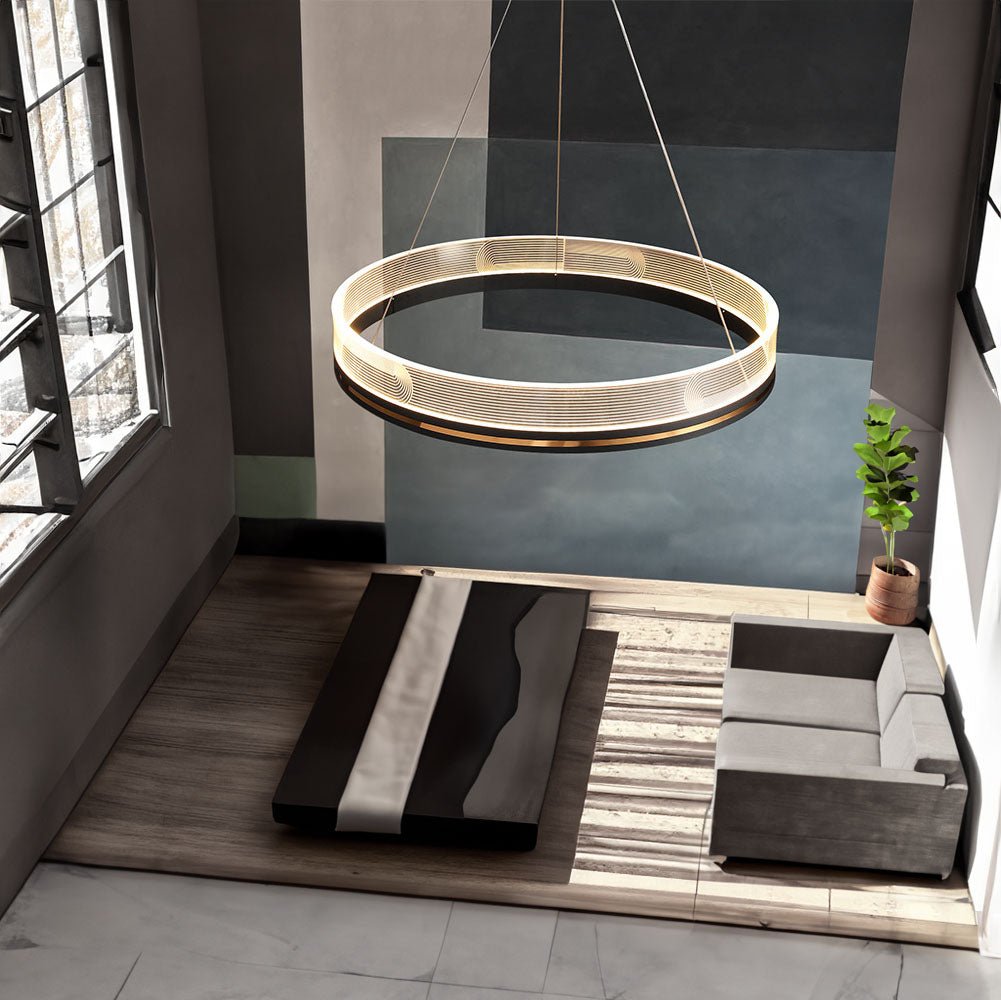 Round Modern Acrylic LED Chandelier - Chandelier - Crystal & Lux